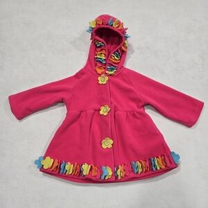 American Widgeon Pink Hooded Sweater Coat with Floral Accents